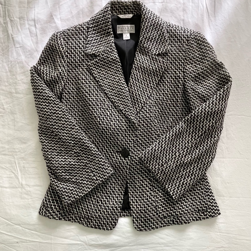 Vintage Knit Black and White Women's Blazer